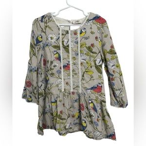 Mini Boden shirt /dress 9-10 years birds print EUC
